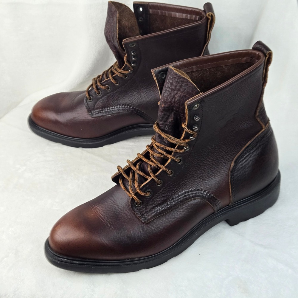 Red Wing Brown Leather Lace Up Work Boots size 14 D made USA Oil Resistant Outso